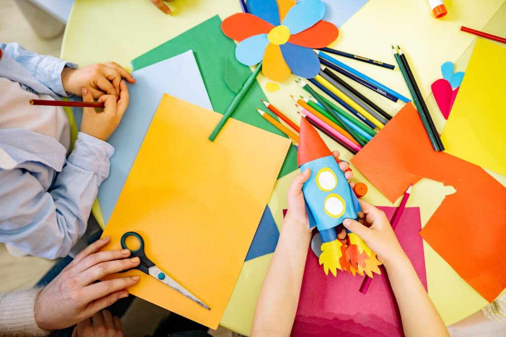 children doing arts and crafts at school